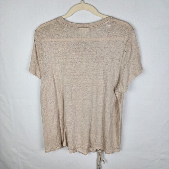 J.Jill Love Linen - Tan short sleeve knot front t-shirt Size Large Lagenlook - Picture 2 of 7